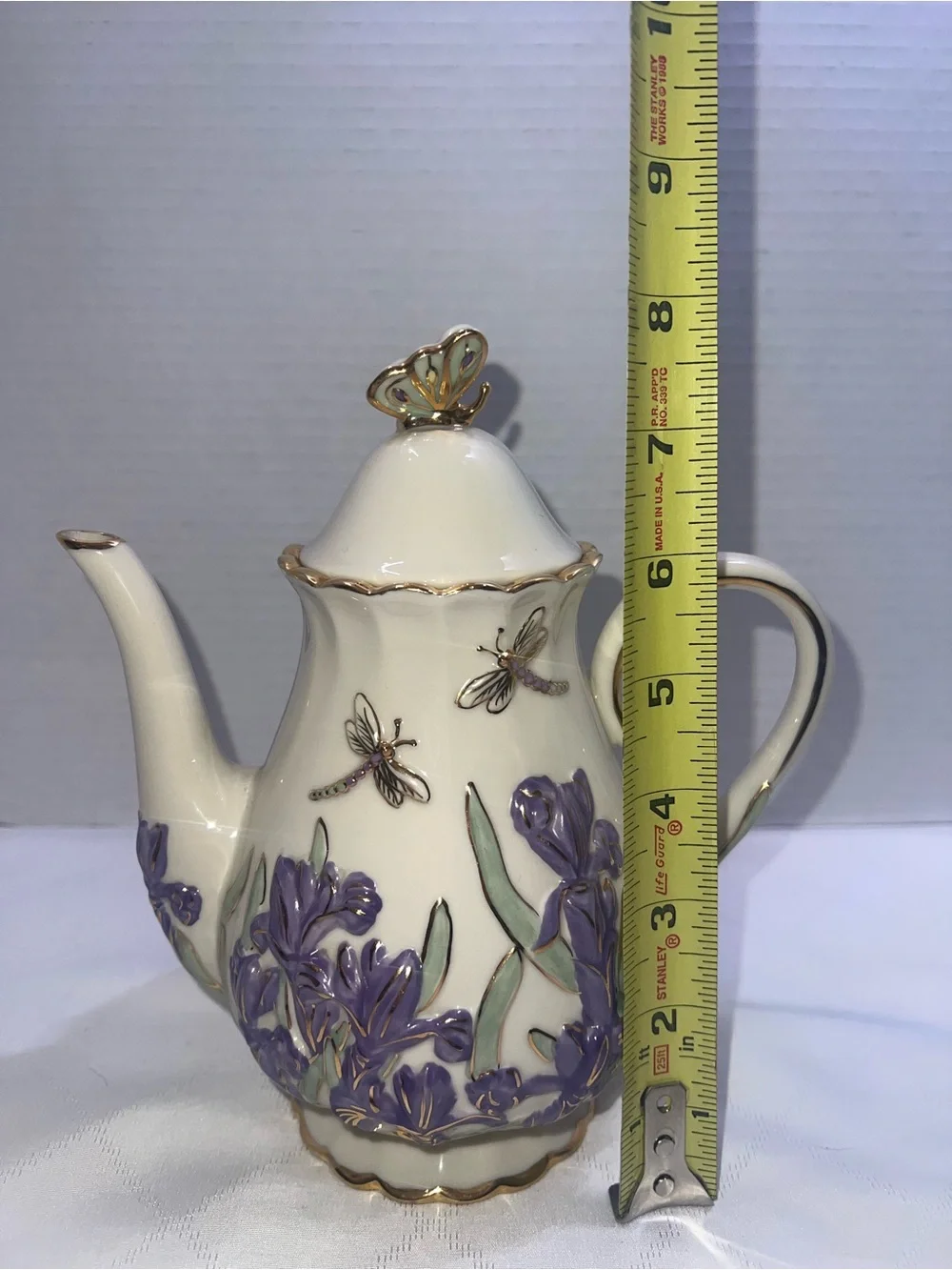 🦋🦋🦋LENOX SPRINGTIME SPLENDOR TEAPOT Iris Parvaneh Holloway Dragonfly NEW